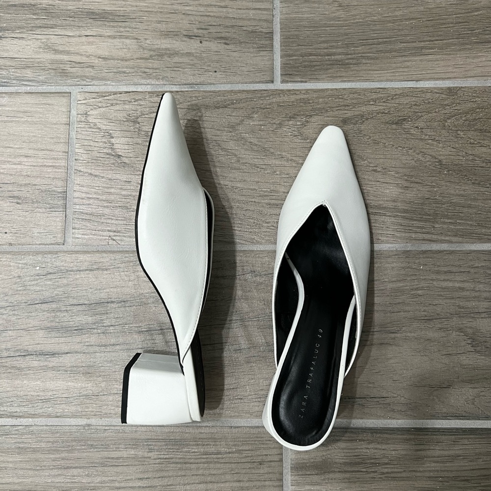 Zara white mules